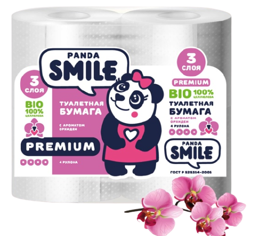 Туалетная бумага Panda Smile Premium c ароматом орихидеи
